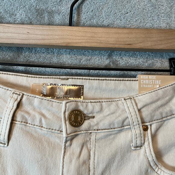 Kut From The Kloth Christine High Rise Straight Leg Size 2 Ecru Cream White‎ New - Picture 5 of 7